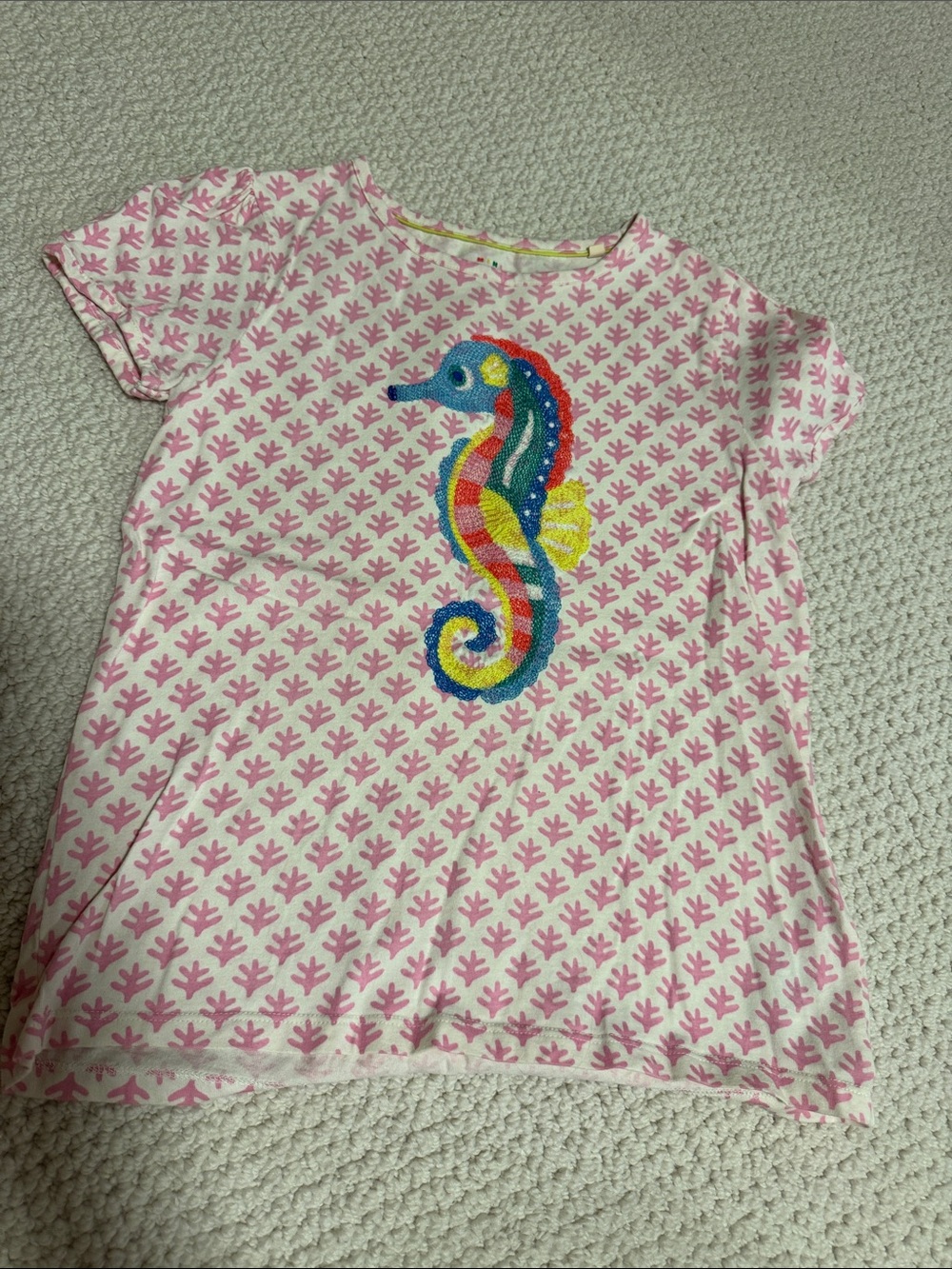 Girls Pink Patterned Seahorse Tee